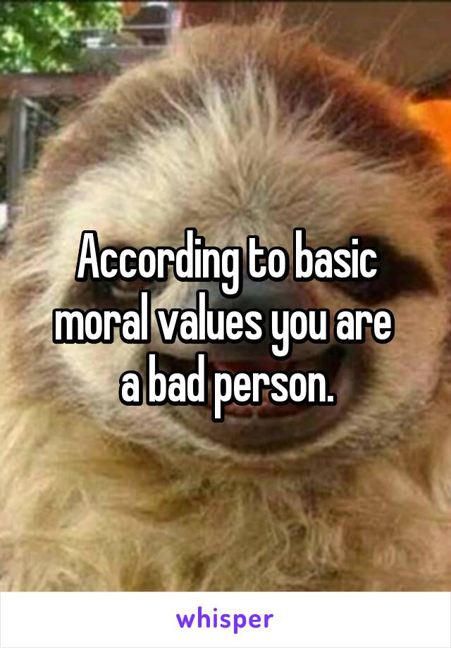 According to basic moral values you are 
a bad person.