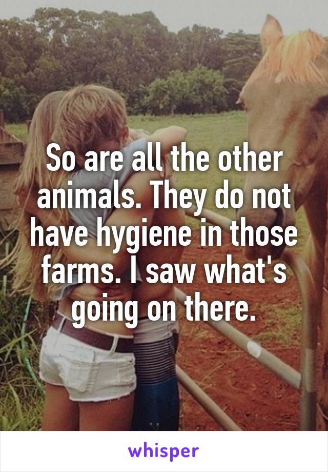 So are all the other animals. They do not have hygiene in those farms. I saw what's going on there.