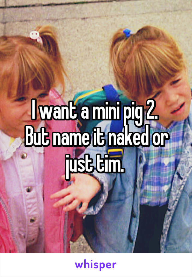 I want a mini pig 2. 
But name it naked or just tim. 