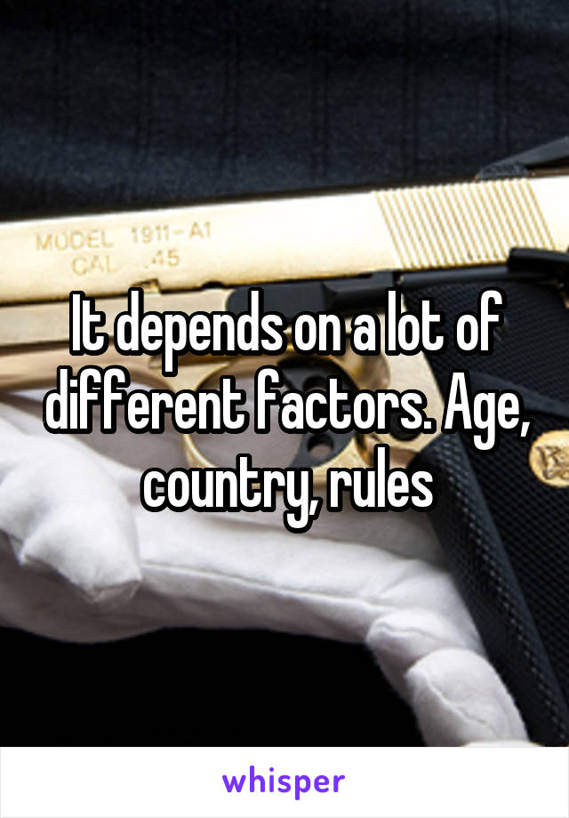 It depends on a lot of different factors. Age, country, rules