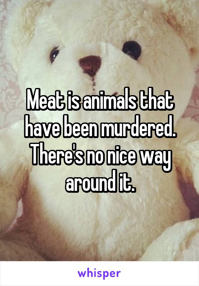 Meat is animals that have been murdered. There's no nice way around it.