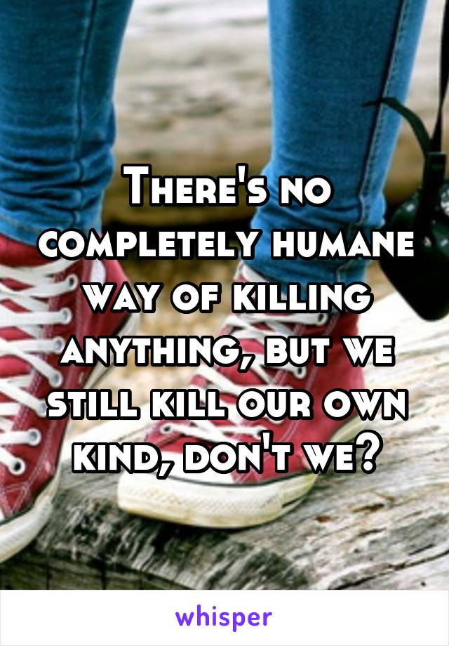 There's no completely humane way of killing anything, but we still kill our own kind, don't we?