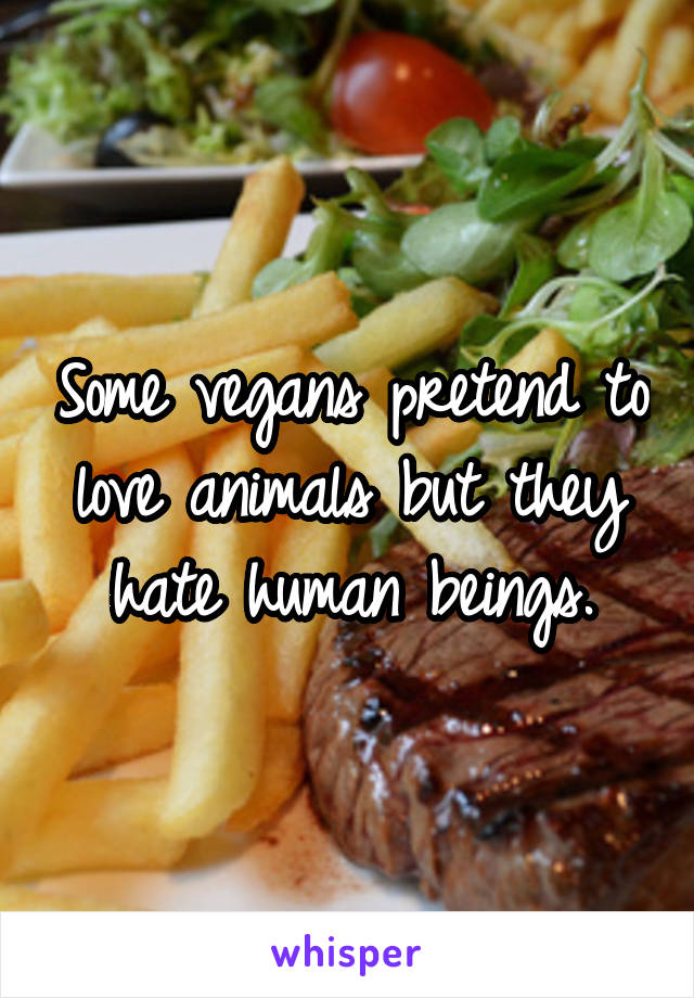 Some vegans pretend to love animals but they hate human beings.