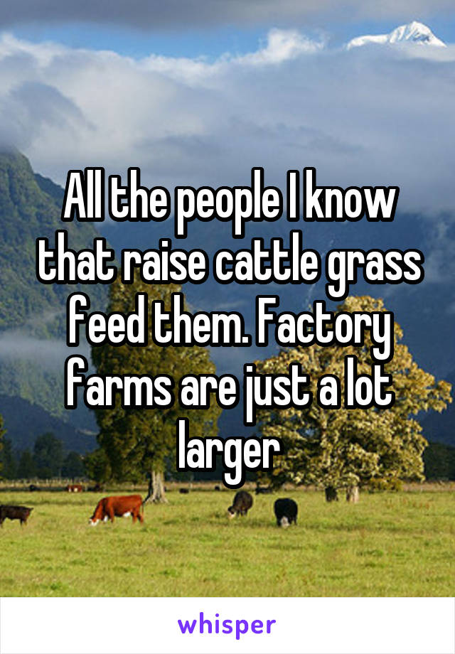 All the people I know that raise cattle grass feed them. Factory farms are just a lot larger