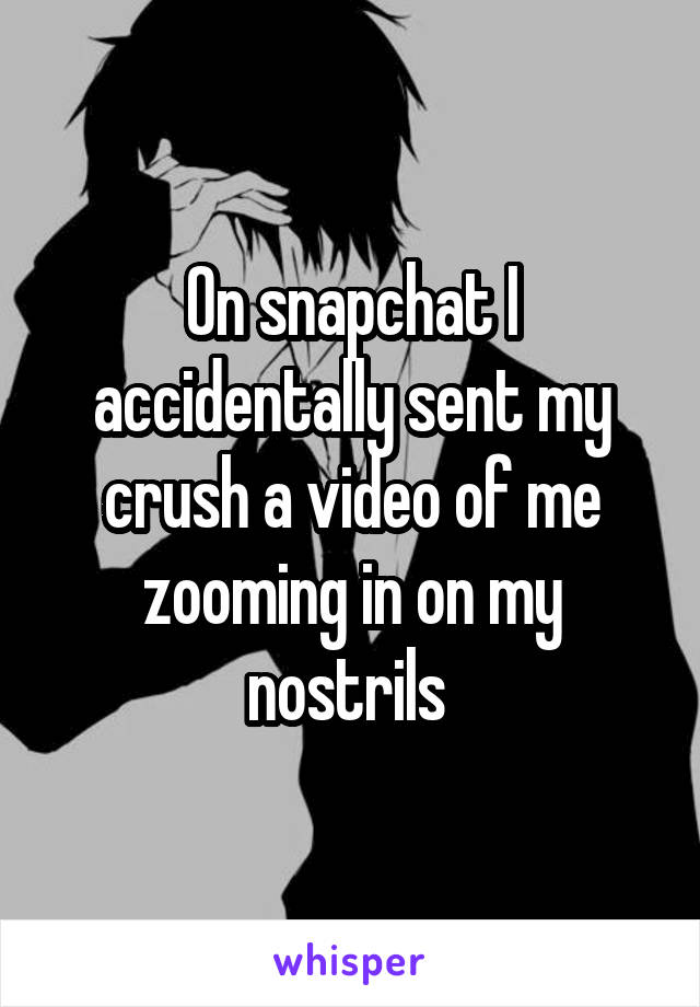 On snapchat I accidentally sent my crush a video of me zooming in on my nostrils 