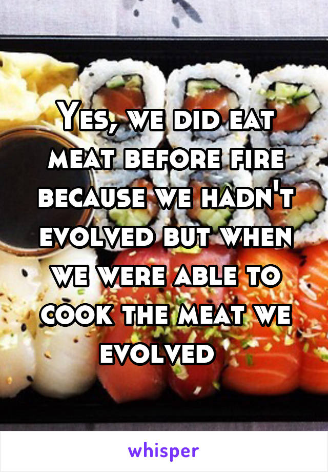 Yes, we did eat meat before fire because we hadn't evolved but when we were able to cook the meat we evolved  