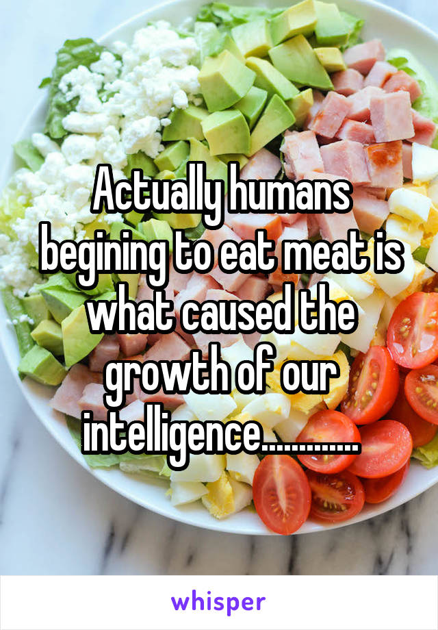 Actually humans begining to eat meat is what caused the growth of our intelligence.............