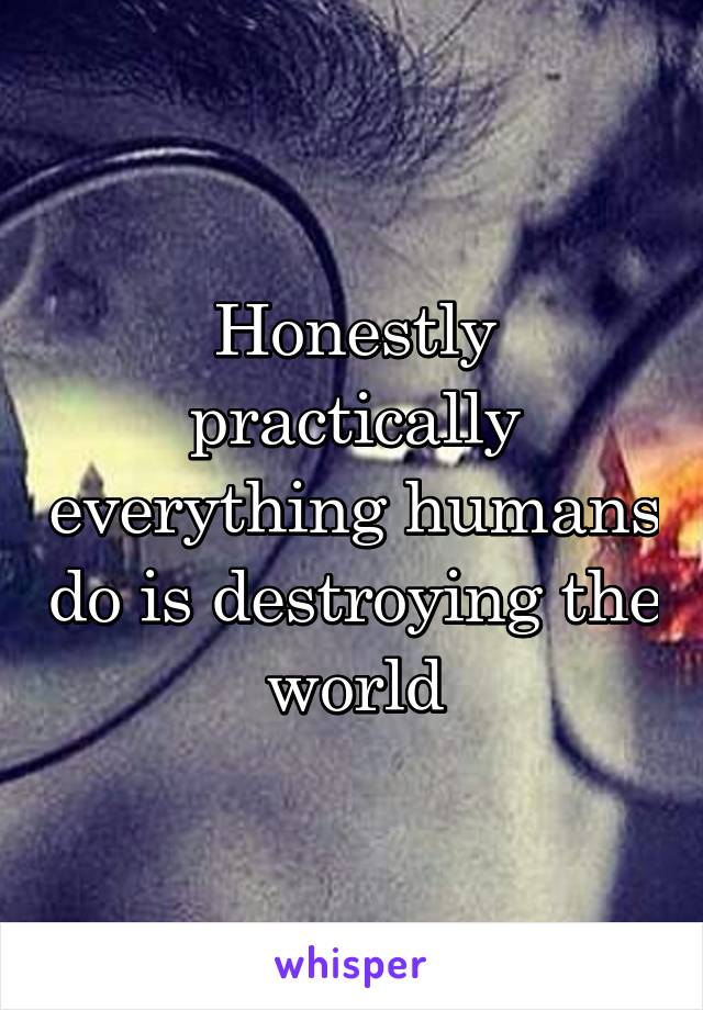 Honestly practically everything humans do is destroying the world