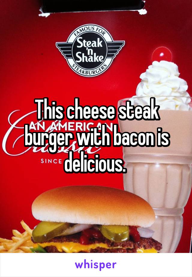 This cheese steak burger with bacon is delicious. 