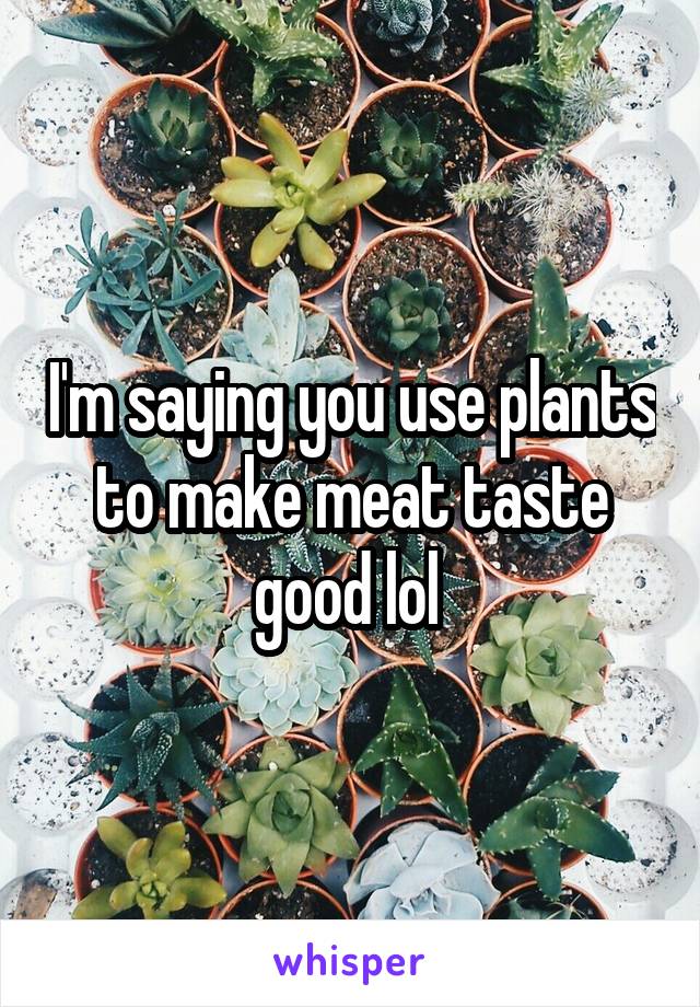 I'm saying you use plants to make meat taste good lol 