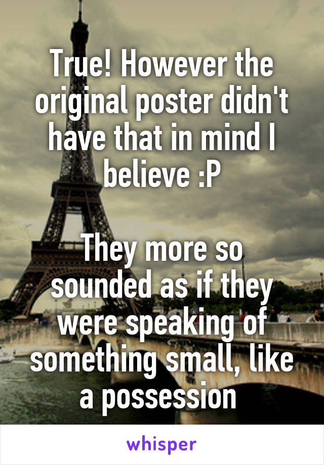 True! However the original poster didn't have that in mind I believe :P

They more so sounded as if they were speaking of something small, like a possession 