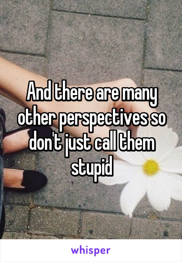 And there are many other perspectives so don't just call them stupid