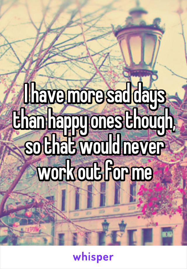 I have more sad days than happy ones though, so that would never work out for me