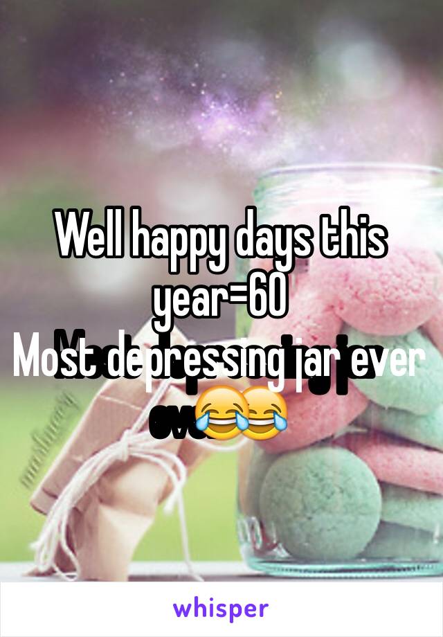 Well happy days this year=60
Most depressing jar ever😂