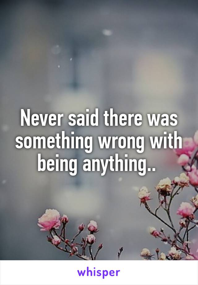 Never said there was something wrong with being anything.. 