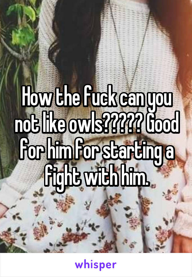 How the fuck can you not like owls????? Good for him for starting a fight with him.