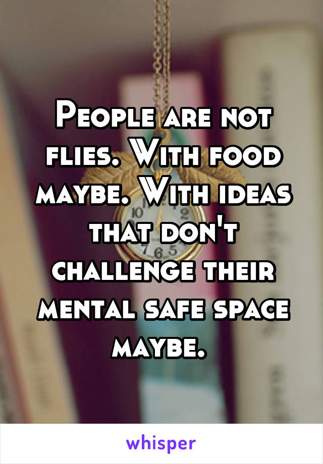 People are not flies. With food maybe. With ideas that don't challenge their mental safe space maybe. 