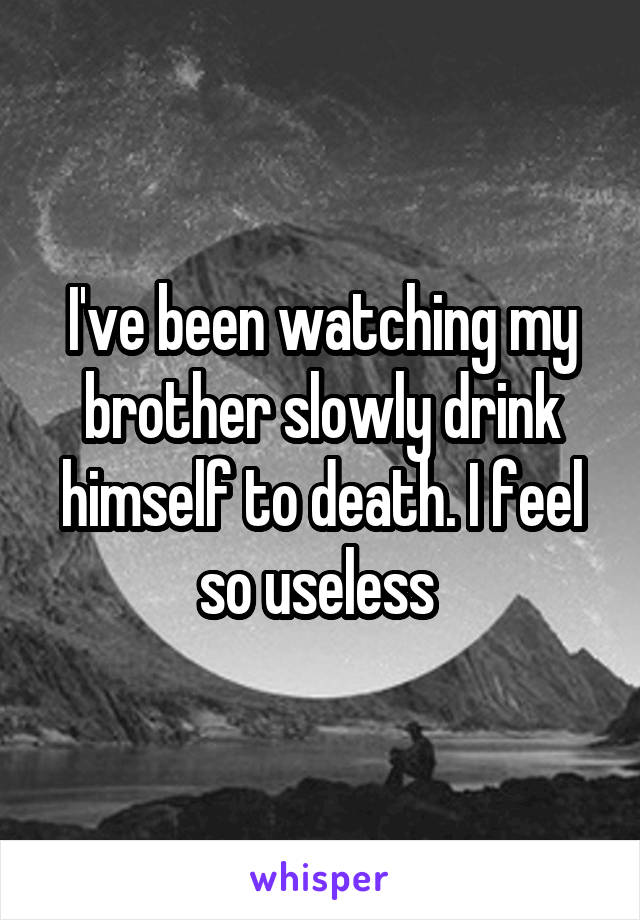 I've been watching my brother slowly drink himself to death. I feel so useless 