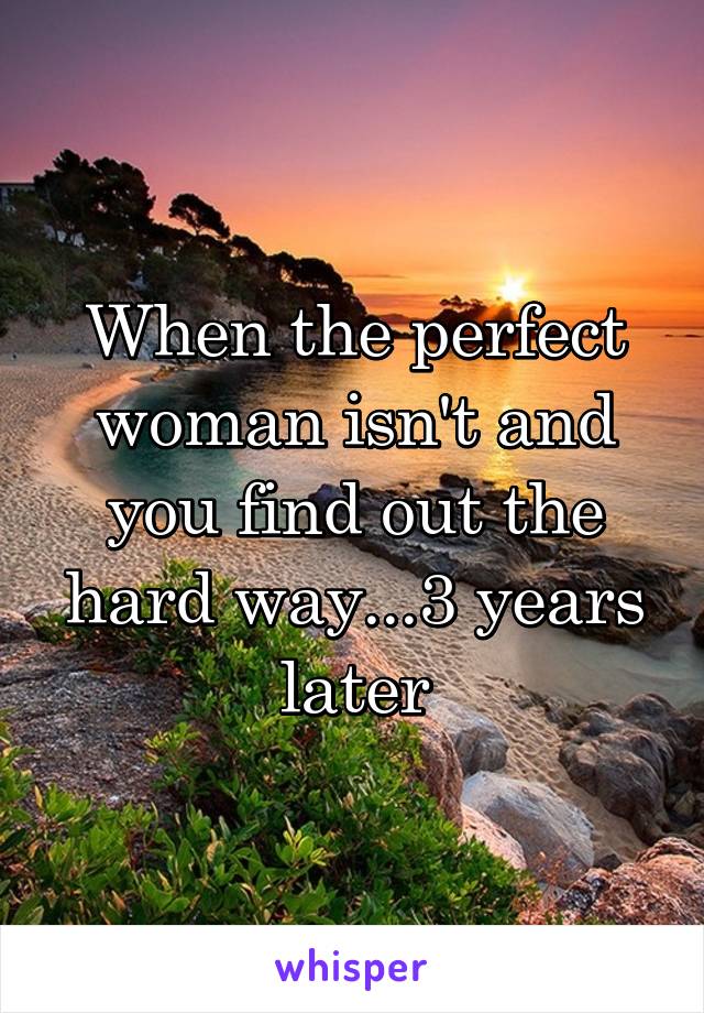 When the perfect woman isn't and you find out the hard way...3 years later