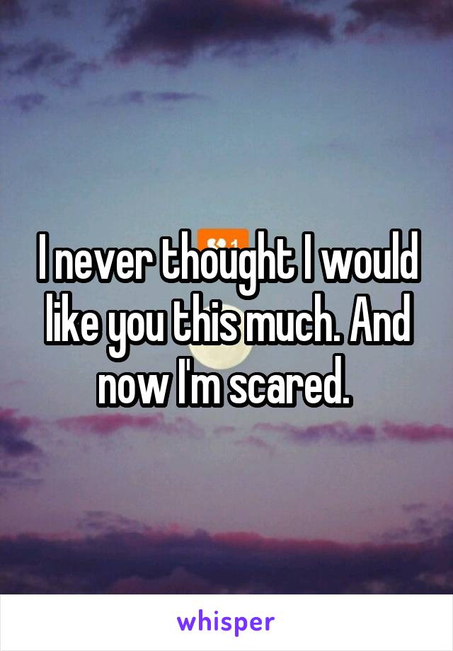 I never thought I would like you this much. And now I'm scared. 