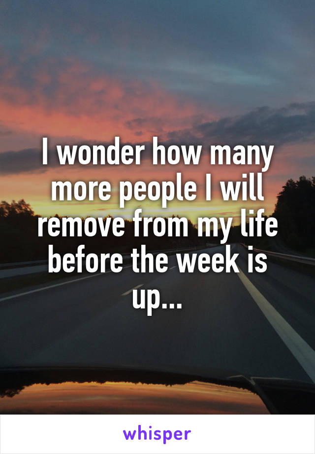 I wonder how many more people I will remove from my life before the week is up...