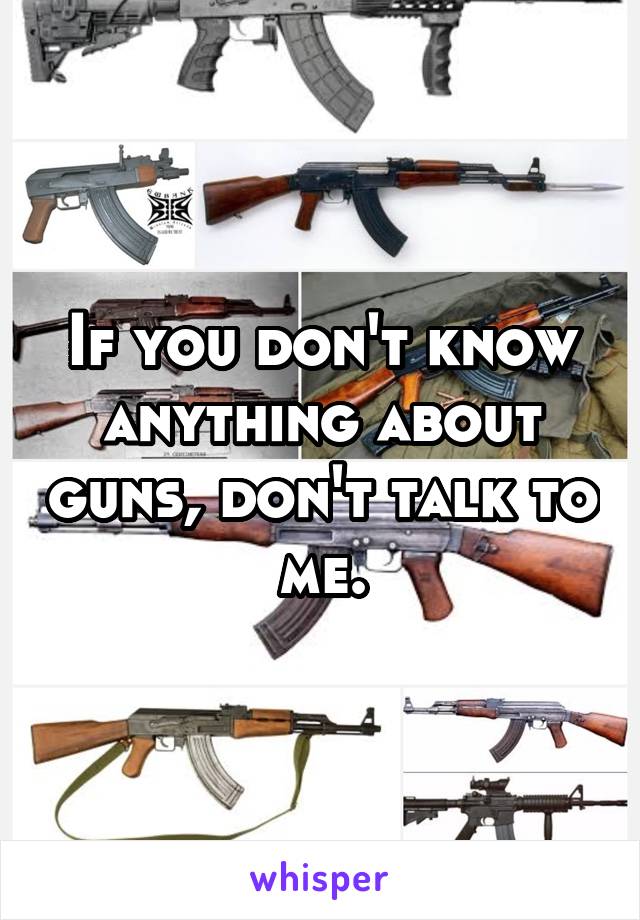 If you don't know anything about guns, don't talk to me.