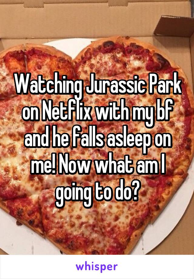 Watching Jurassic Park on Netflix with my bf and he falls asleep on me! Now what am I going to do?