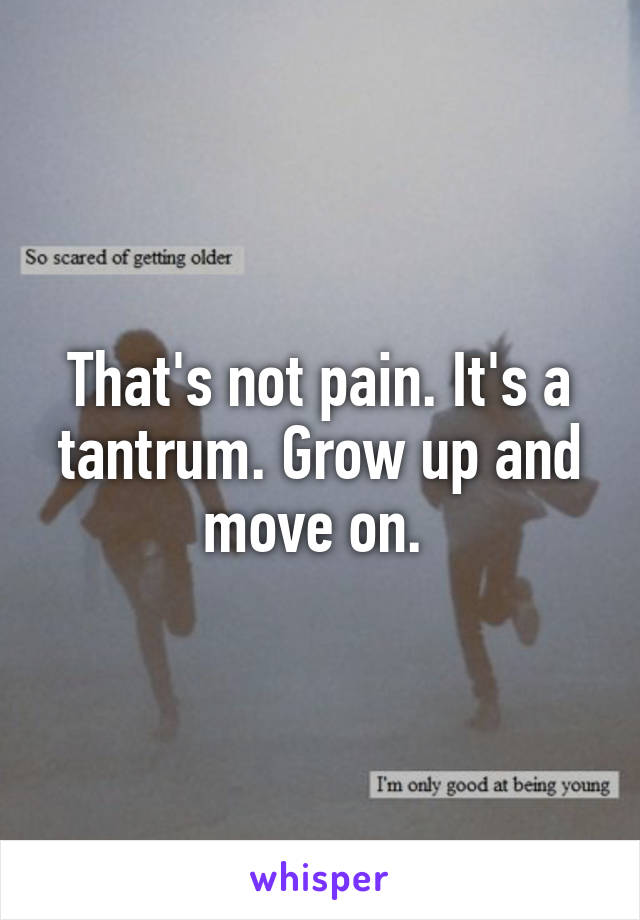 That's not pain. It's a tantrum. Grow up and move on. 