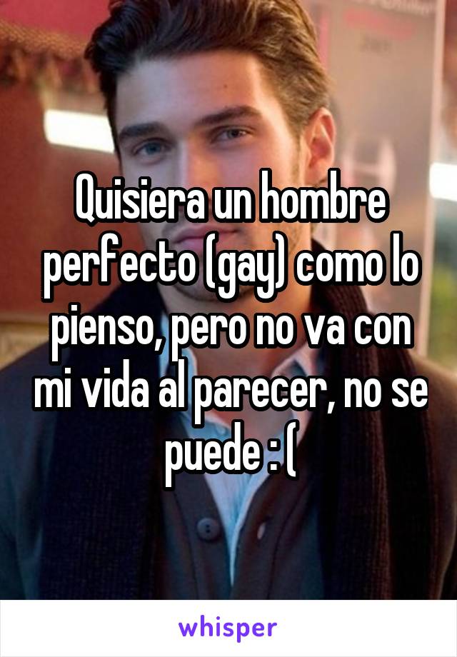 Quisiera un hombre perfecto (gay) como lo pienso, pero no va con mi vida al parecer, no se puede : (