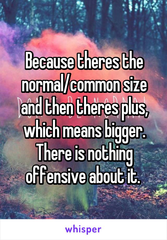 Because theres the normal/common size and then theres plus, which means bigger. There is nothing offensive about it. 