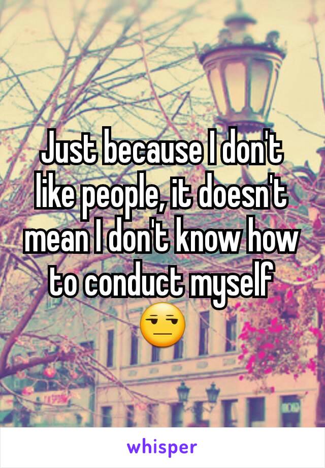 Just because I don't like people, it doesn't mean I don't know how to conduct myself 😒