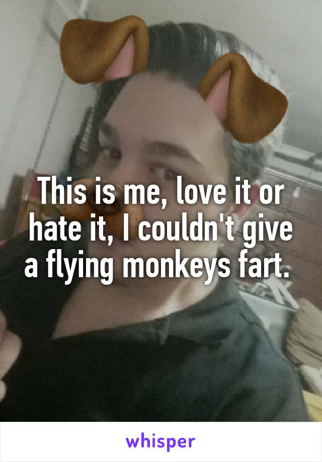 This is me, love it or hate it, I couldn't give a flying monkeys fart. 