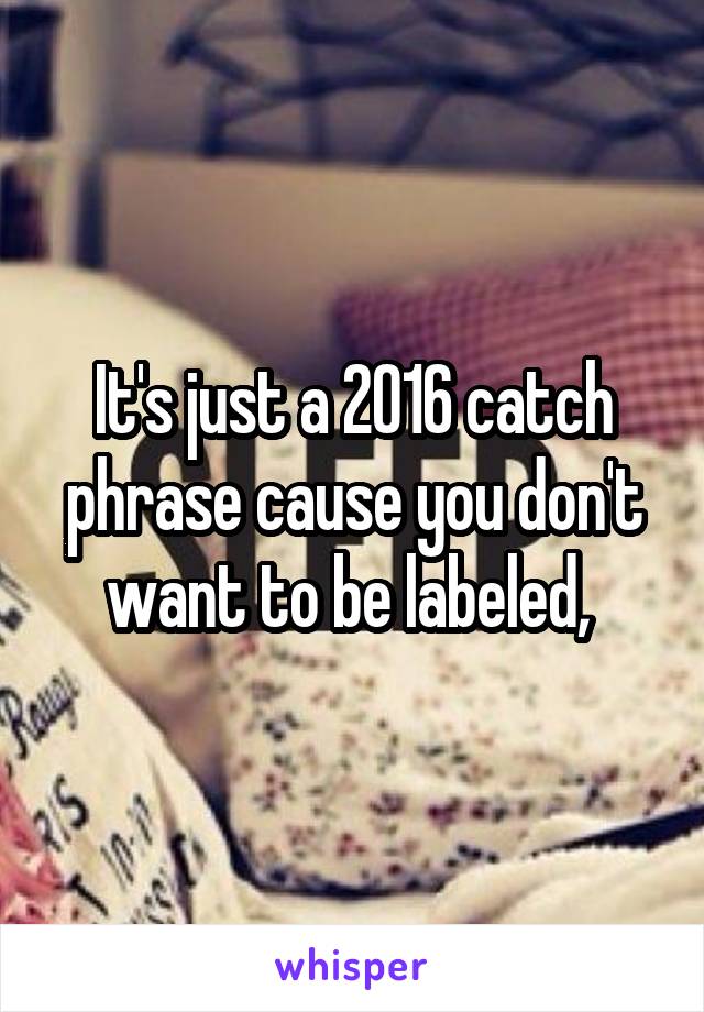 It's just a 2016 catch phrase cause you don't want to be labeled, 