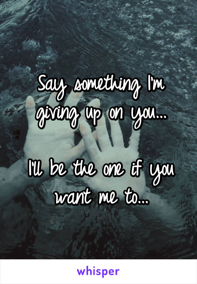 Say something I'm giving up on you...

I'll be the one if you want me to...