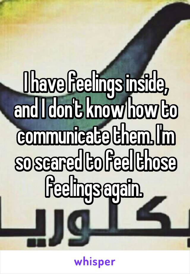 I have feelings inside, and I don't know how to communicate them. I'm so scared to feel those feelings again. 