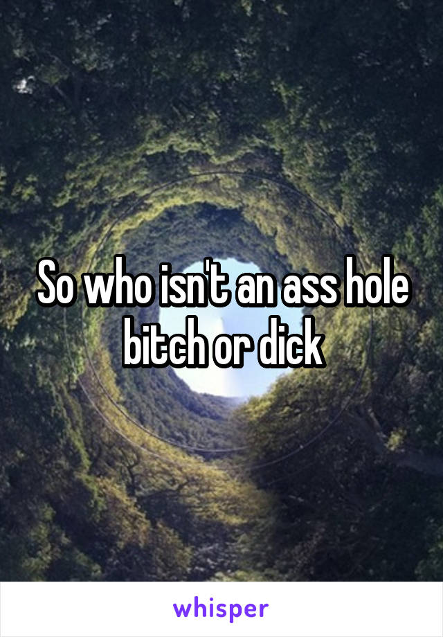 So who isn't an ass hole bitch or dick