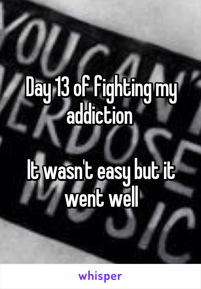 Day 13 of fighting my addiction 

It wasn't easy but it went well