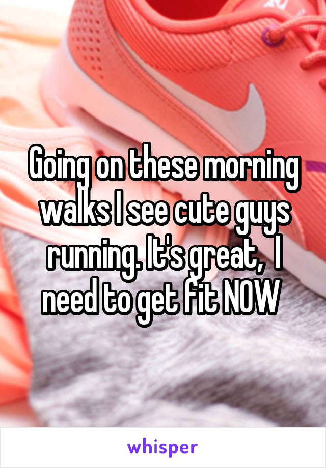 Going on these morning walks I see cute guys running. It's great,  I need to get fit NOW 