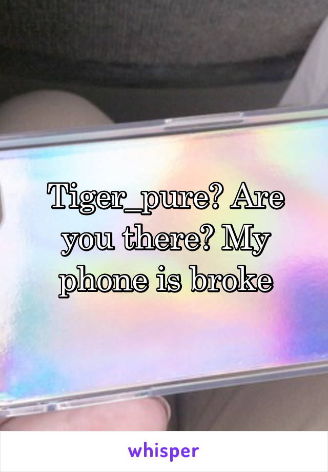 Tiger_pure? Are you there? My phone is broke