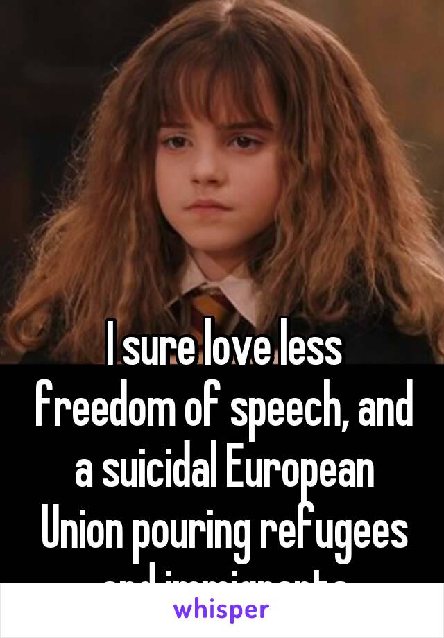 




I sure love less freedom of speech, and a suicidal European Union pouring refugees and immigrants