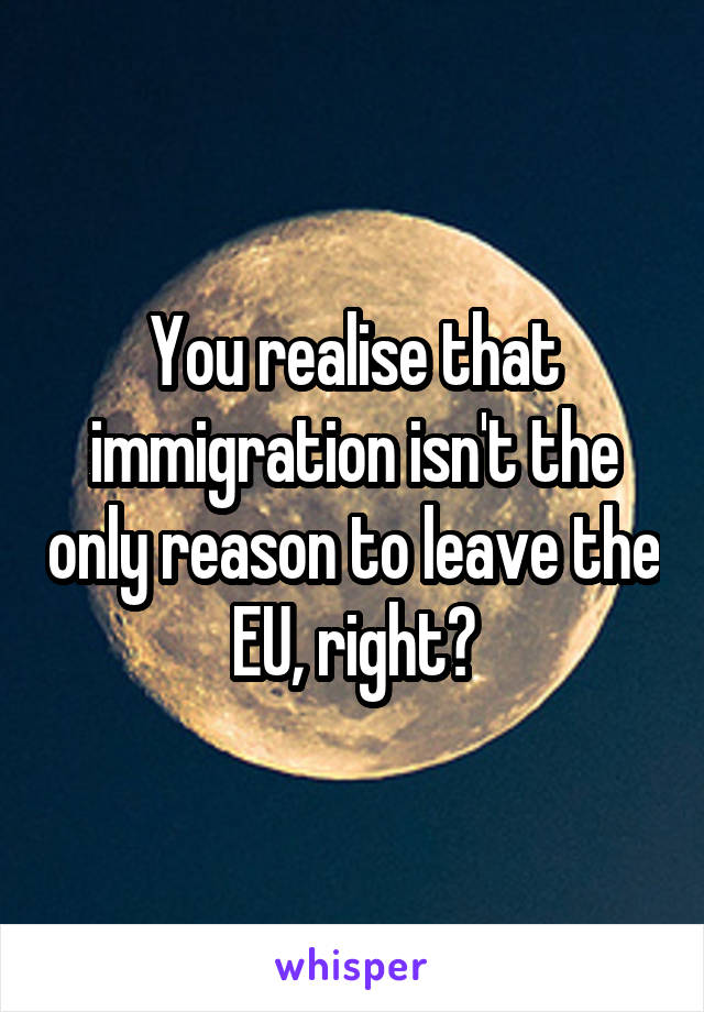 You realise that immigration isn't the only reason to leave the EU, right?