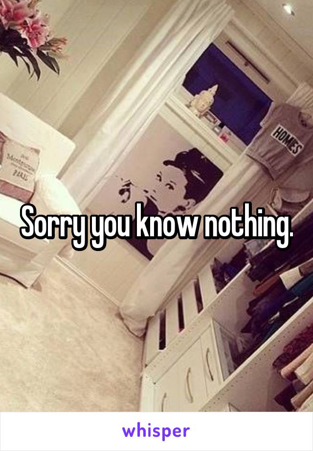 Sorry you know nothing.