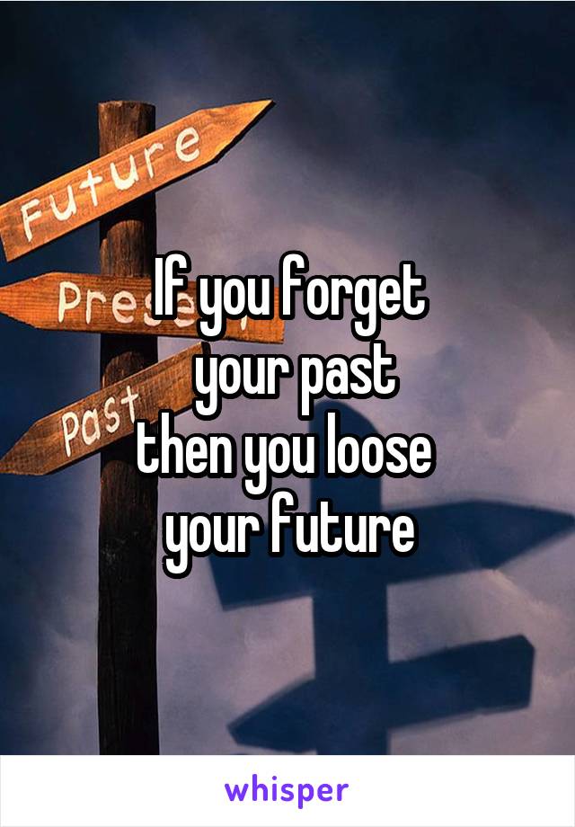 If you forget
 your past
then you loose 
your future