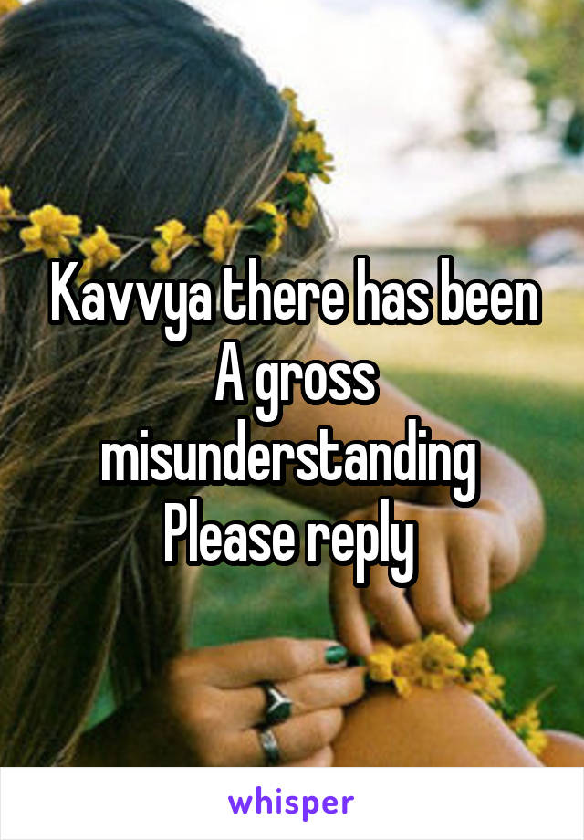 Kavvya there has been A gross misunderstanding 
Please reply 