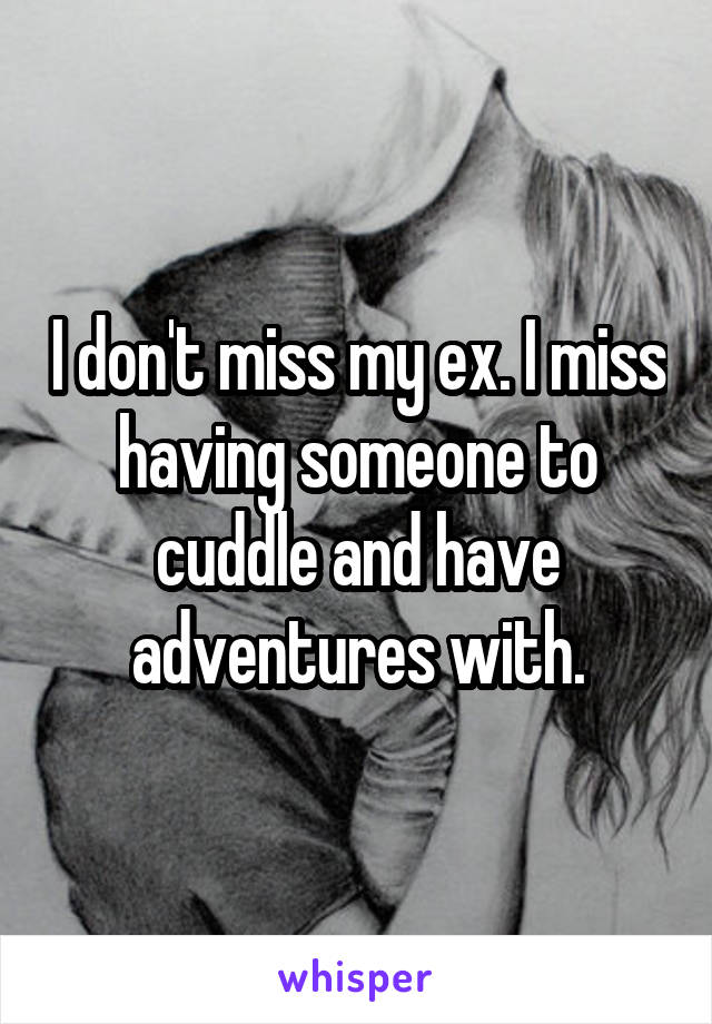 I don't miss my ex. I miss having someone to cuddle and have adventures with.