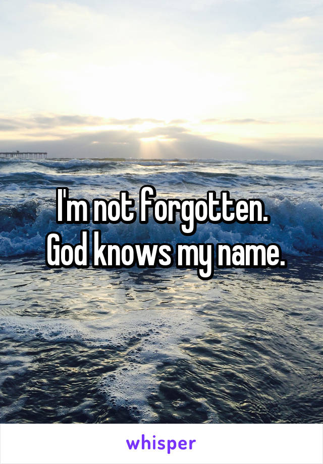 I'm not forgotten.
 God knows my name.