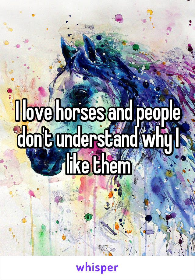 I love horses and people don't understand why I like them