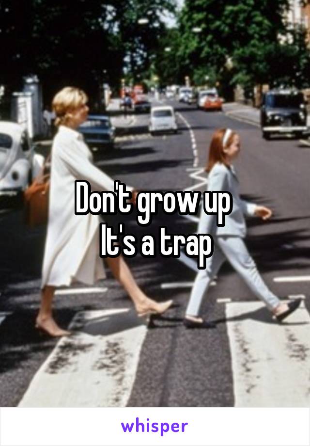 Don't grow up 
It's a trap