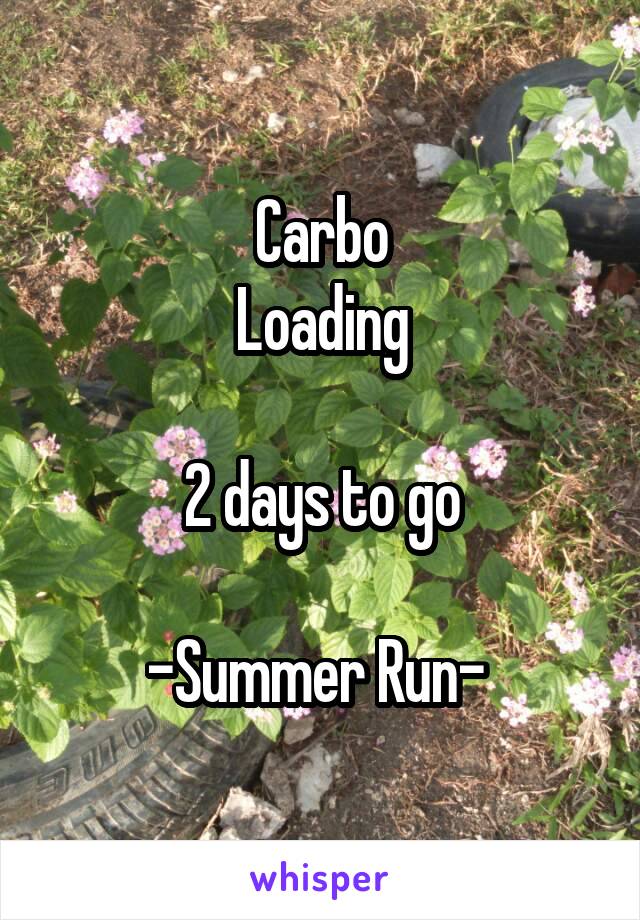 Carbo
Loading

2 days to go

-Summer Run- 