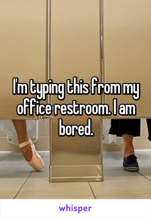 I'm typing this from my office restroom. I am bored.